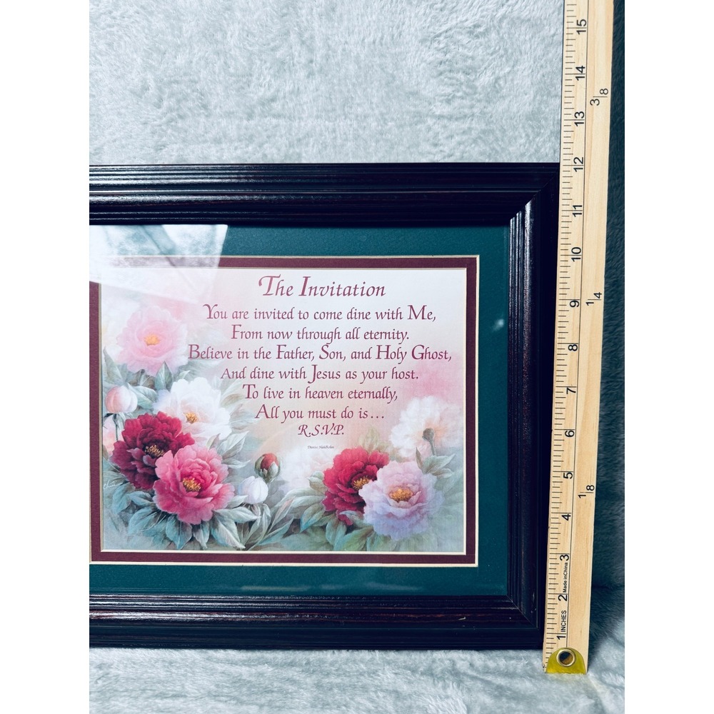 Framed Floral Christian Poem Art Faith "The Invitation" by Diane Hohbein 14x12 - Picture 12 of 13